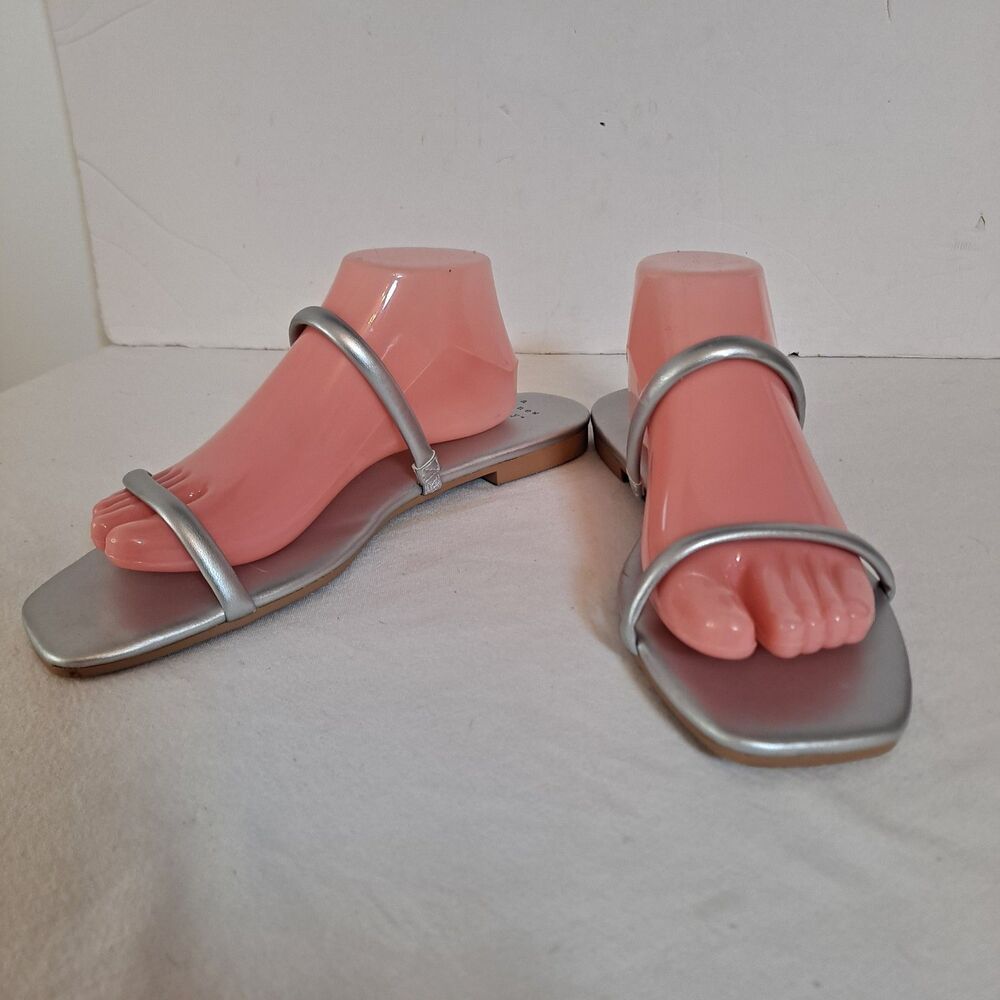 A New Day Women's Winnie Skinny Strap Sandals Silver Size 11